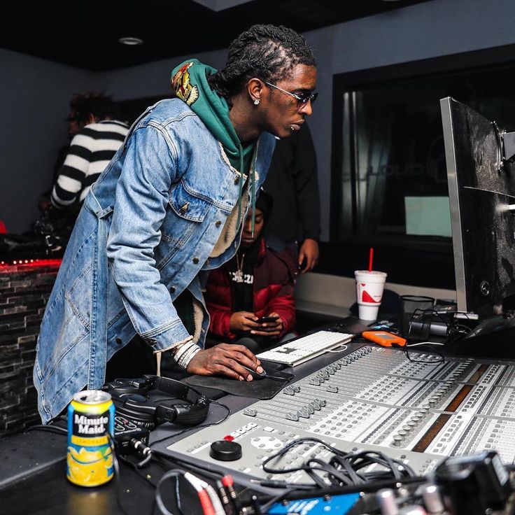 young thug in the music studio